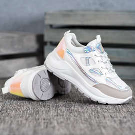 SHELOVET Komfortable sneakers med mesh hvid flerfarvet 4