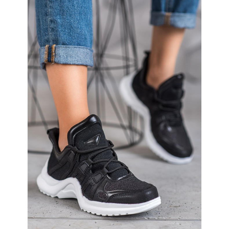 RTX WALK Sorte sneakers med glitter 1