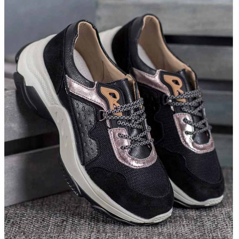 Goodin Komfortable læder sneakers sort 1