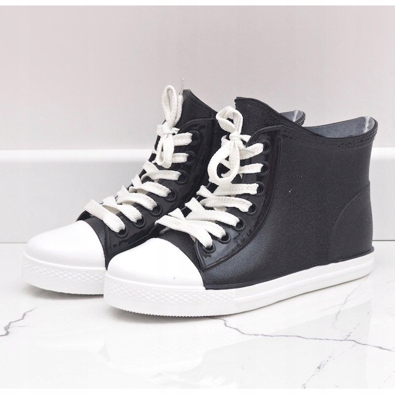 Sort galoshes snøre sneakers SD527-1 1