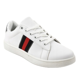 Hvide klassiske sneakers D1903-319 sort rød 1