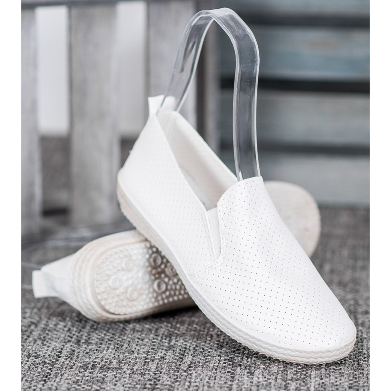 SHELOVET Openwork hvide slipons 2