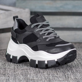 Weide Sorte sneakers på platformen 1