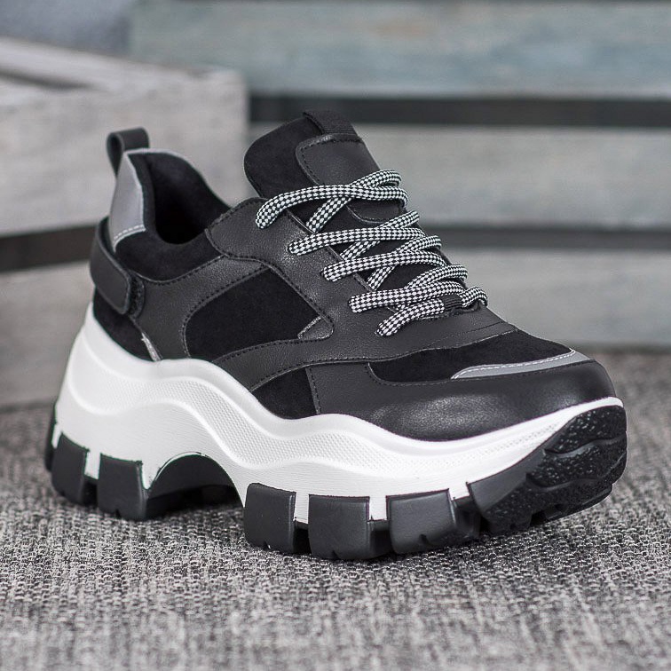 Weide Sorte sneakers på platformen 1