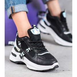 Weide Moderigtige sneakers med påskrifter sort 2