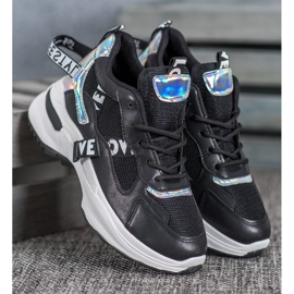 Weide Moderigtige sneakers med påskrifter sort 1