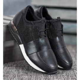 RTX WALK Sorte sneakers med krystaller 2