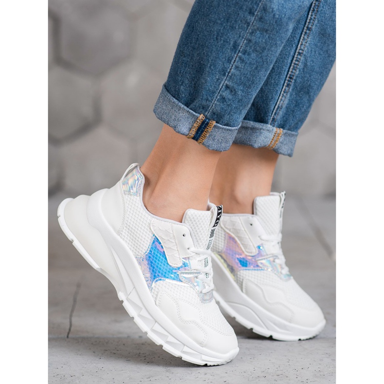 SHELOVET Sneakers med mesh hvid 2