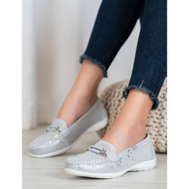 Goodin Snake print læder loafers grå 1