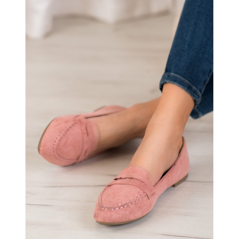 Best Shoes Suede Loafers I Spitz lyserød 2
