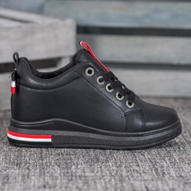 Weide Sneakers med skjult kile sort rød 1