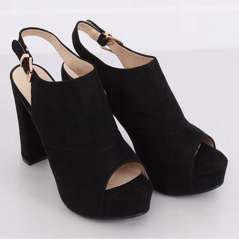 Sort YL-0100 Sorte sandaler med plateau 1