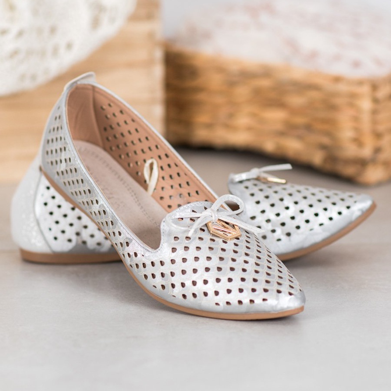 Openwork Ballerina I Spitz VINCEZA grå 2