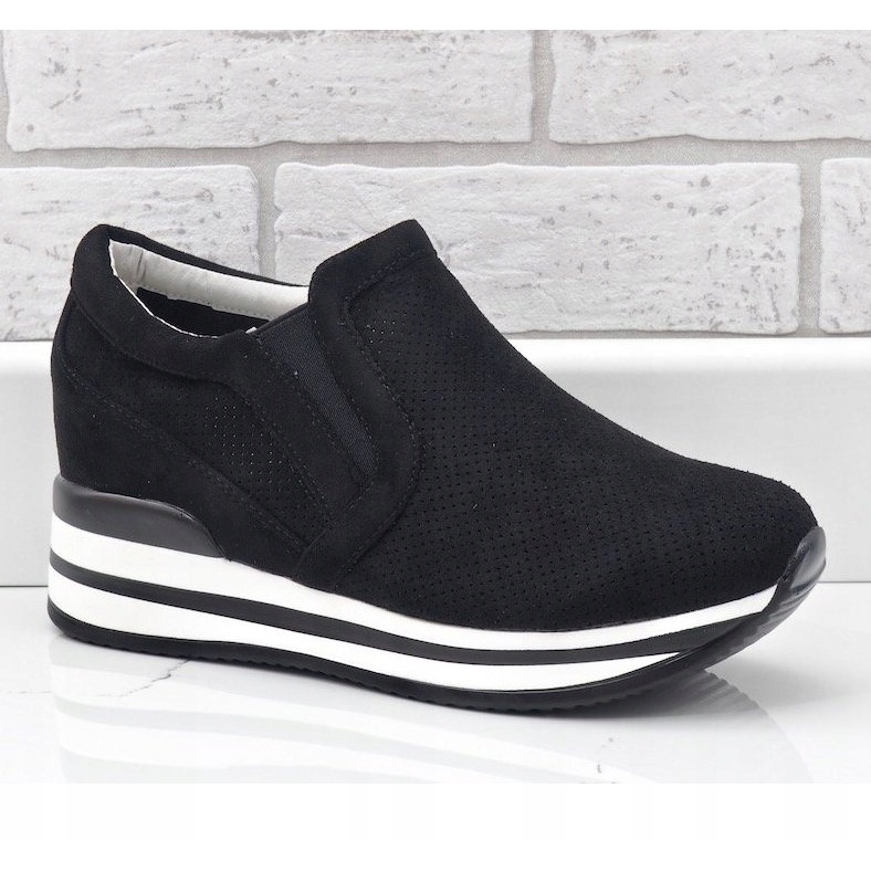 Sorte sneakers med åbnede kiler RQ259 1