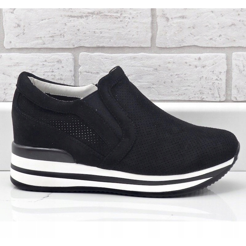 Sorte sneakers med åbnede kiler RQ259 2