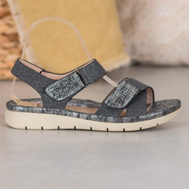 VINCEZA Velcro sandaler sort grå 1