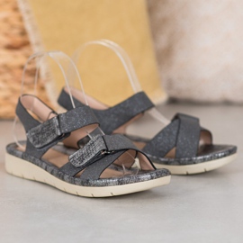 VINCEZA Velcro sandaler sort grå 2