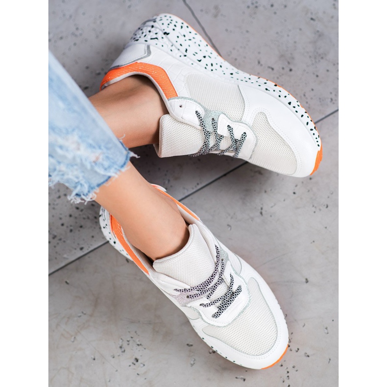 SHELOVET Sneakers med mesh hvid 1