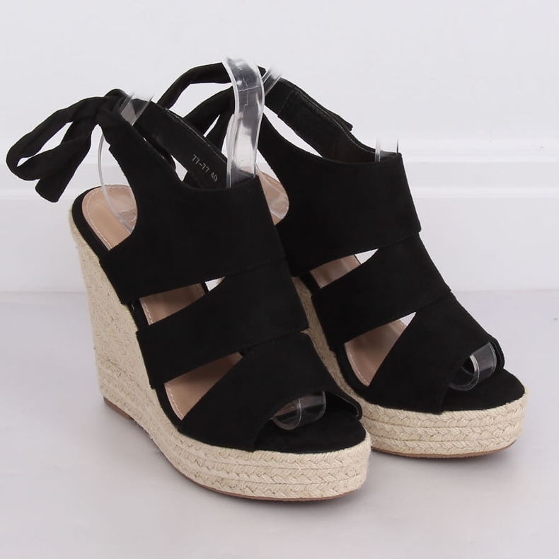 Sort Espadrilles på kiler 77-77 Sort 2