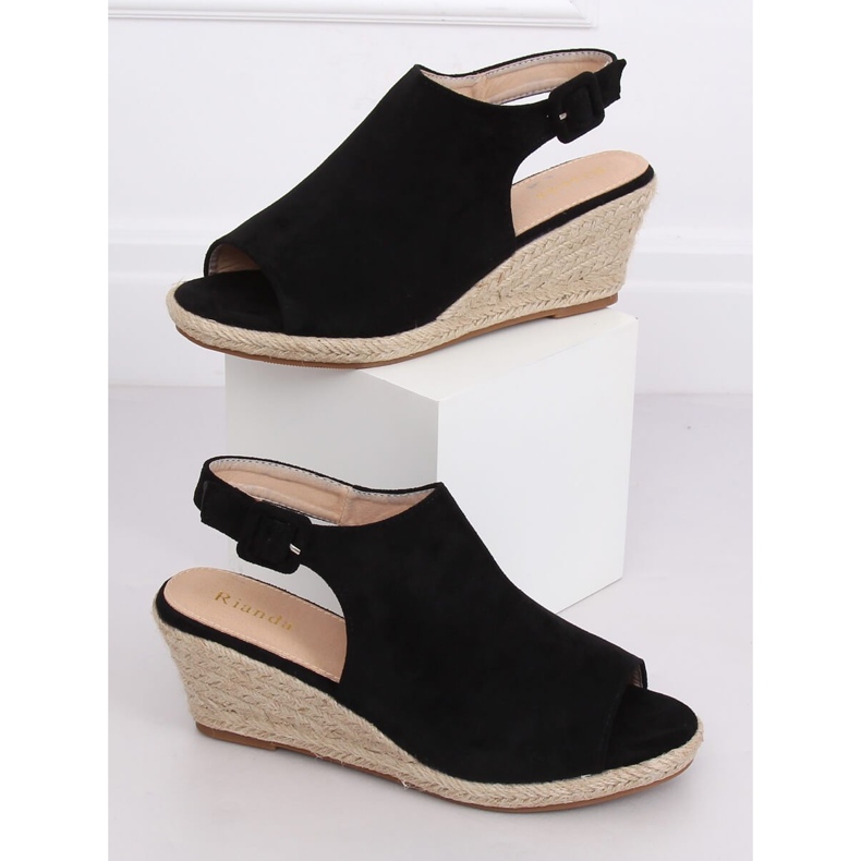 Sort Espadrilles på kiler F3303 Sort 1