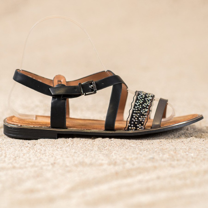 Small Swan Stilfulde sorte sandaler 2