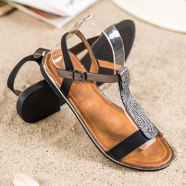 Small Swan Klassiske sandaler med øko -læder sort 2