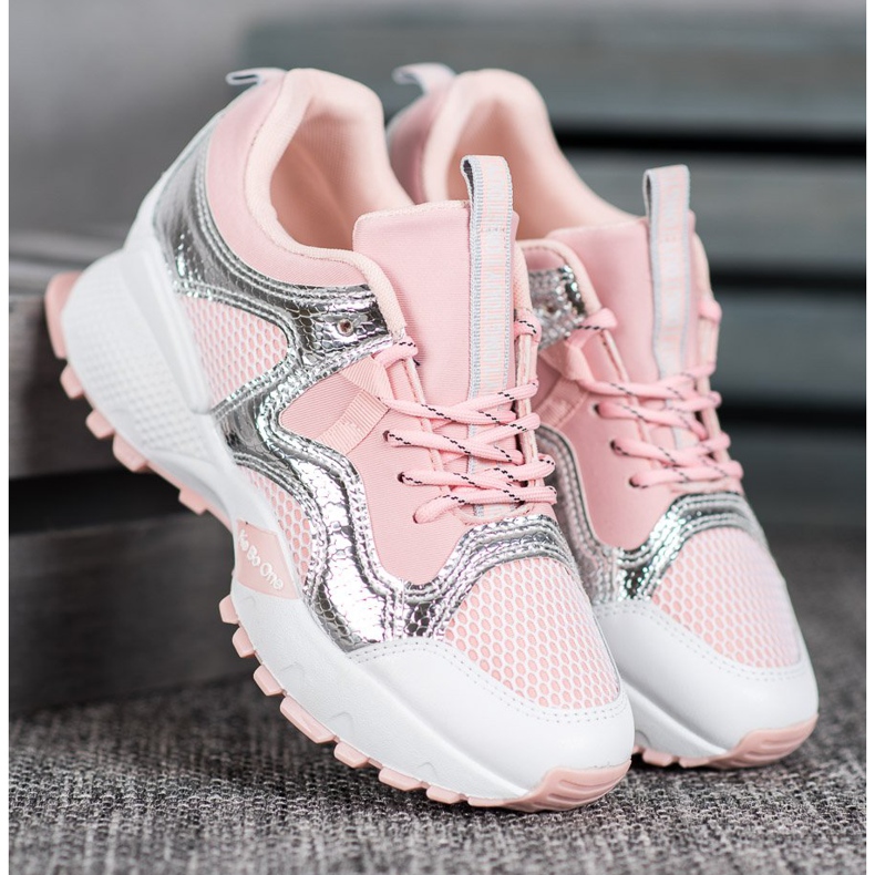Bona Mode sneakers med mesh lyserød grå 1
