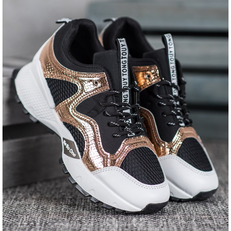 Bona Mode sneakers med mesh sort gul 1