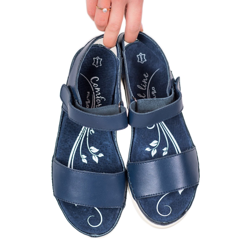 Filippo Navy læder sandaler blå 1