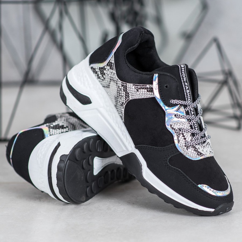 SHELOVET Snake print sneakers sort 2