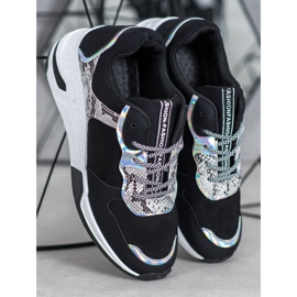 SHELOVET Snake print sneakers sort 1