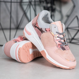SHELOVET Snake print sneakers lyserød 2