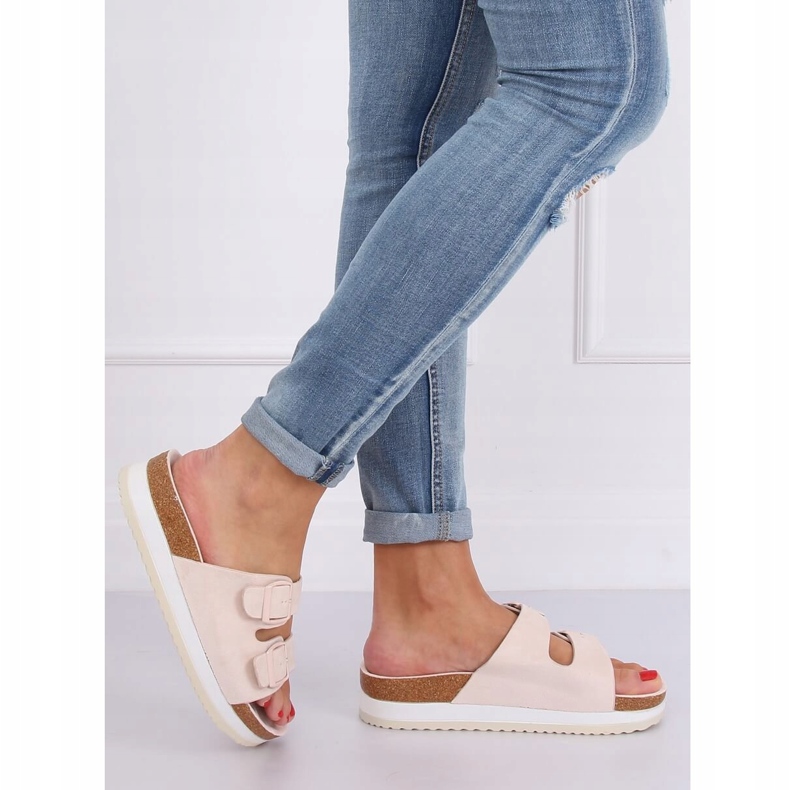 Beige scholki hjemmesko SS115P Beige flerfarvet lyserød 1