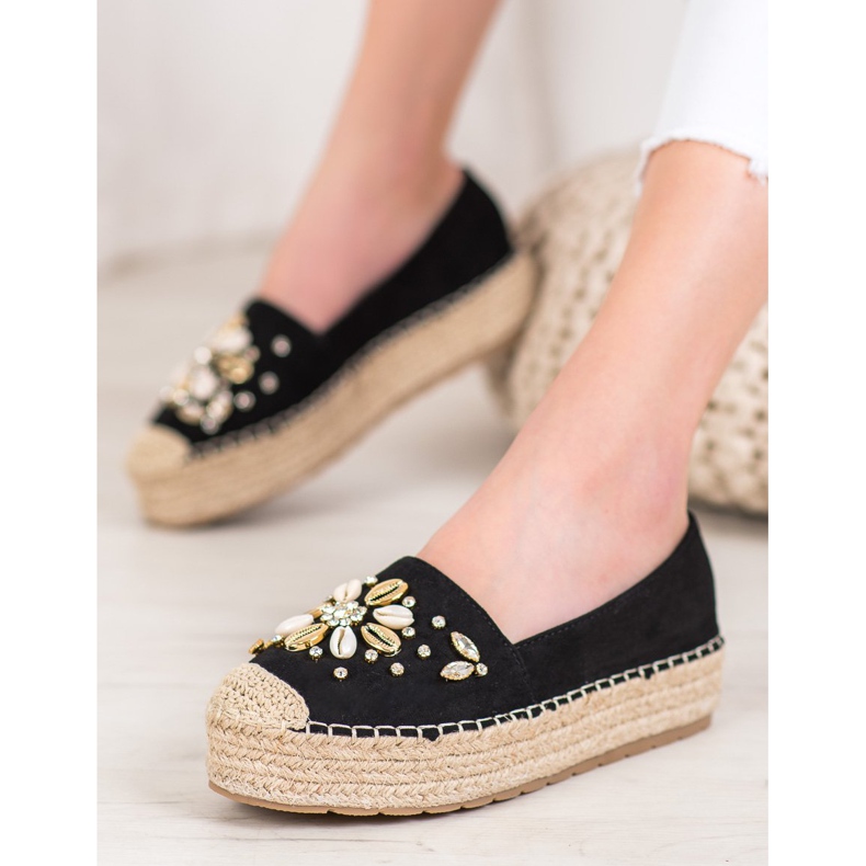 Seastar Espadrilles med ornamenter sort 2