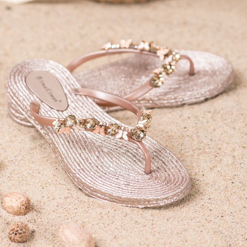 SHELOVET Flip-flops i gummi med ornamenter lyserød 1