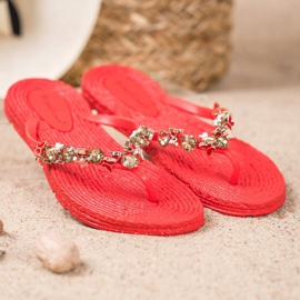 SHELOVET Flip-flops i gummi med ornamenter rød 2