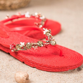 SHELOVET Flip-flops i gummi med ornamenter rød 3