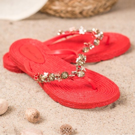 SHELOVET Flip-flops i gummi med ornamenter rød 4
