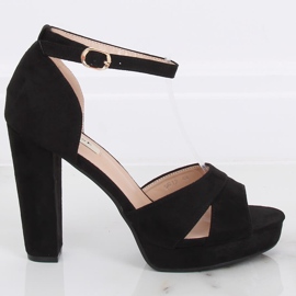 Sorte 9R12 sorte sandaler med plateau 1