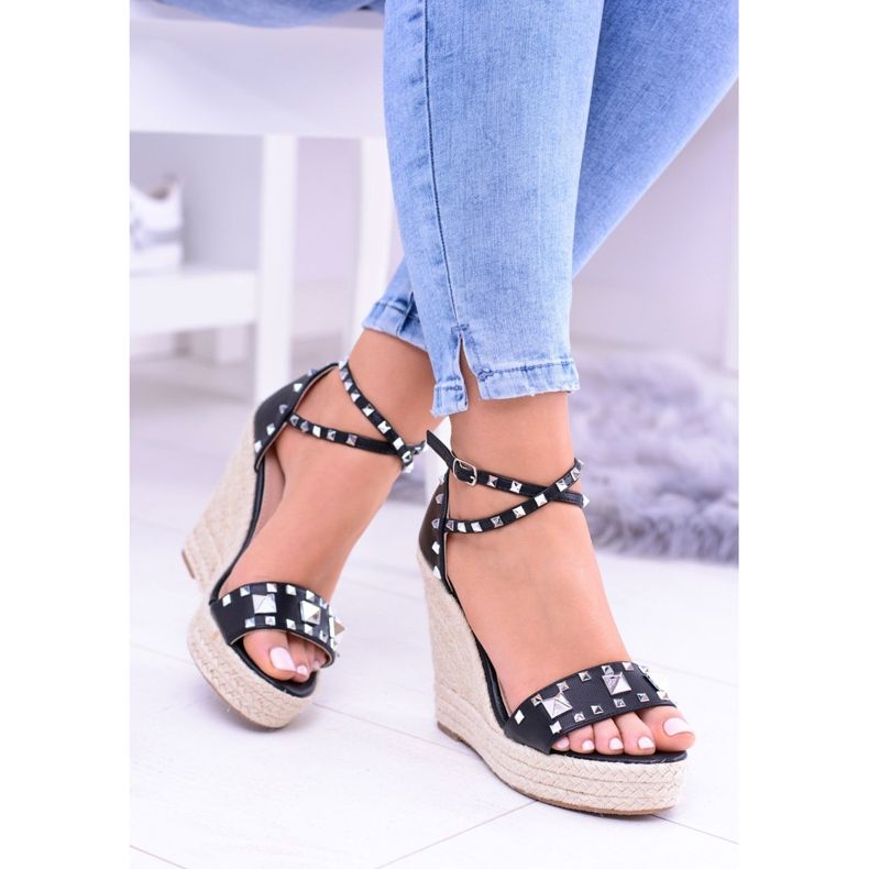 Kvinder sorte sandaler Studs Jet Espadrilles Mariko 1