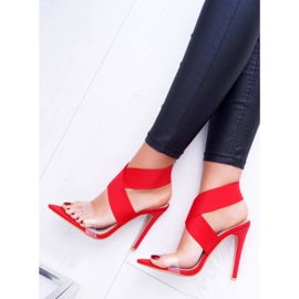 L.DAY Kvinders sandaler på høj hæl med en bred rem Red Lights rød 4