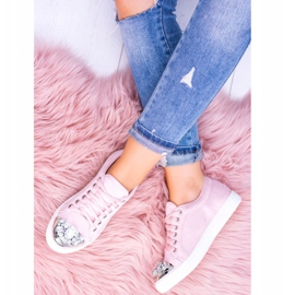 Lu Boo Sneakers med skinnende pulverrosa krystaller lyserød 4