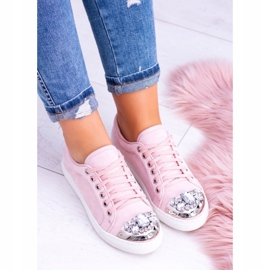 Lu Boo Sneakers med skinnende pulverrosa krystaller lyserød 2
