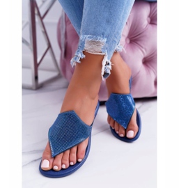 Lu Boo gummi flip -flops til kvinder med pailletter Anika marineblå 1