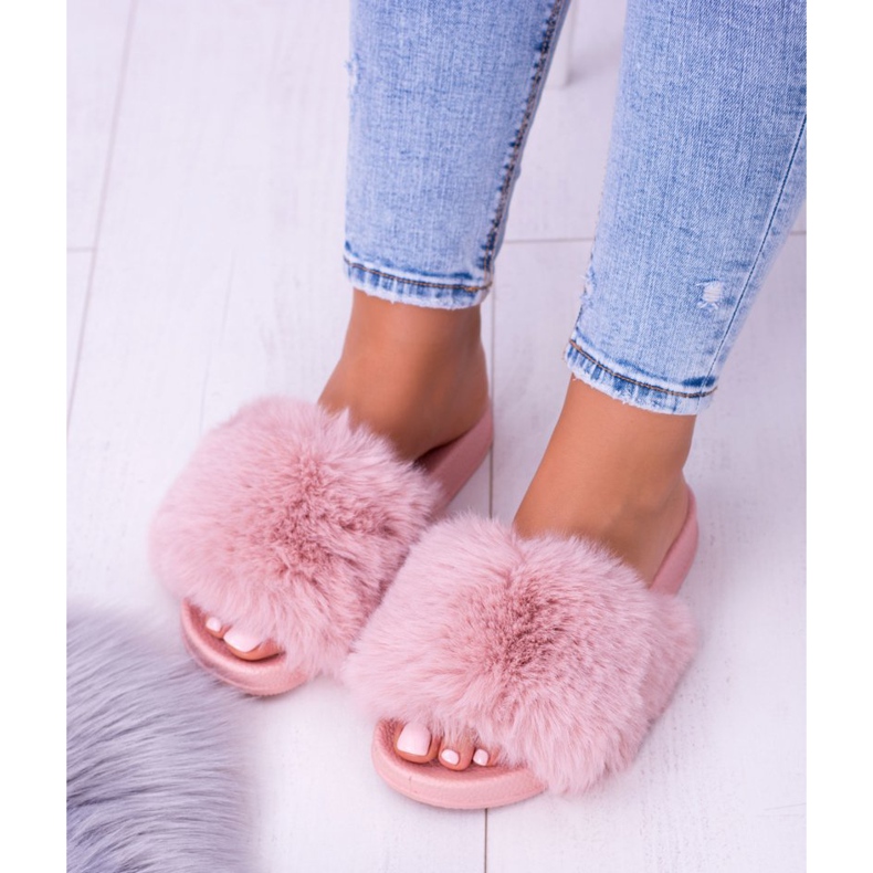 Lu Boo Hjemmesko til kvinder med pels pink pels Xxl lyserød 2