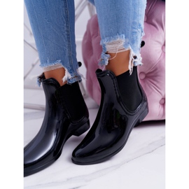 Dame lakeret sort slip-on galoscher 2