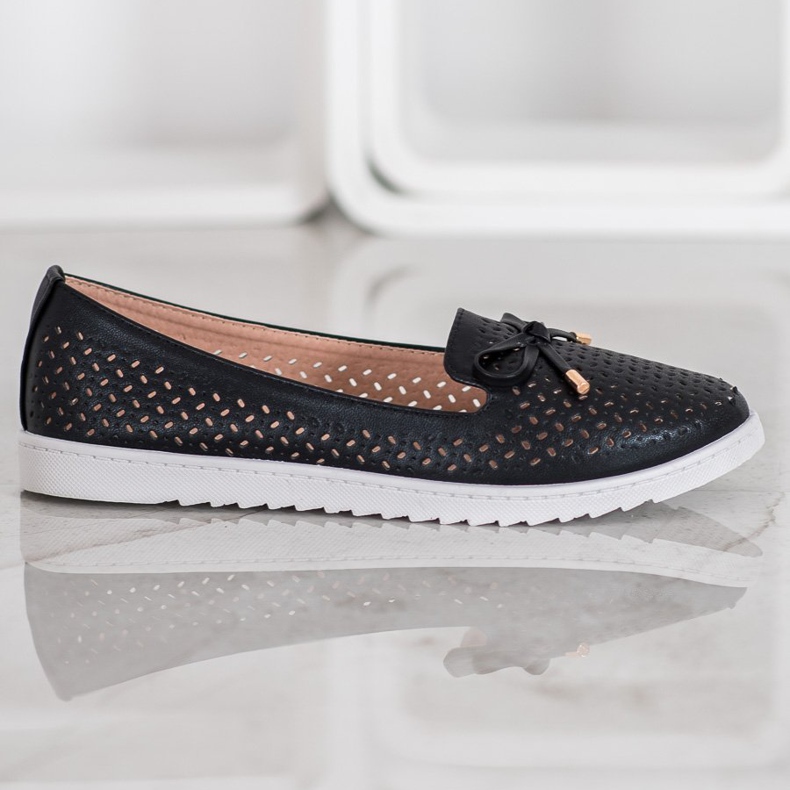 Weide Åbne loafers med glitter sort 1