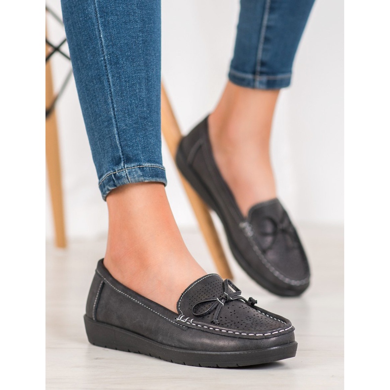 SHELOVET Komfortable loafers sort 2