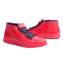 KENT Mænds røde Torres -læder -sneakers 3