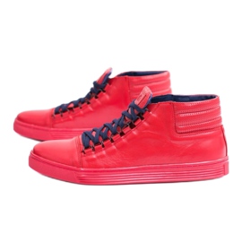 KENT Mænds røde Torres -læder -sneakers 4
